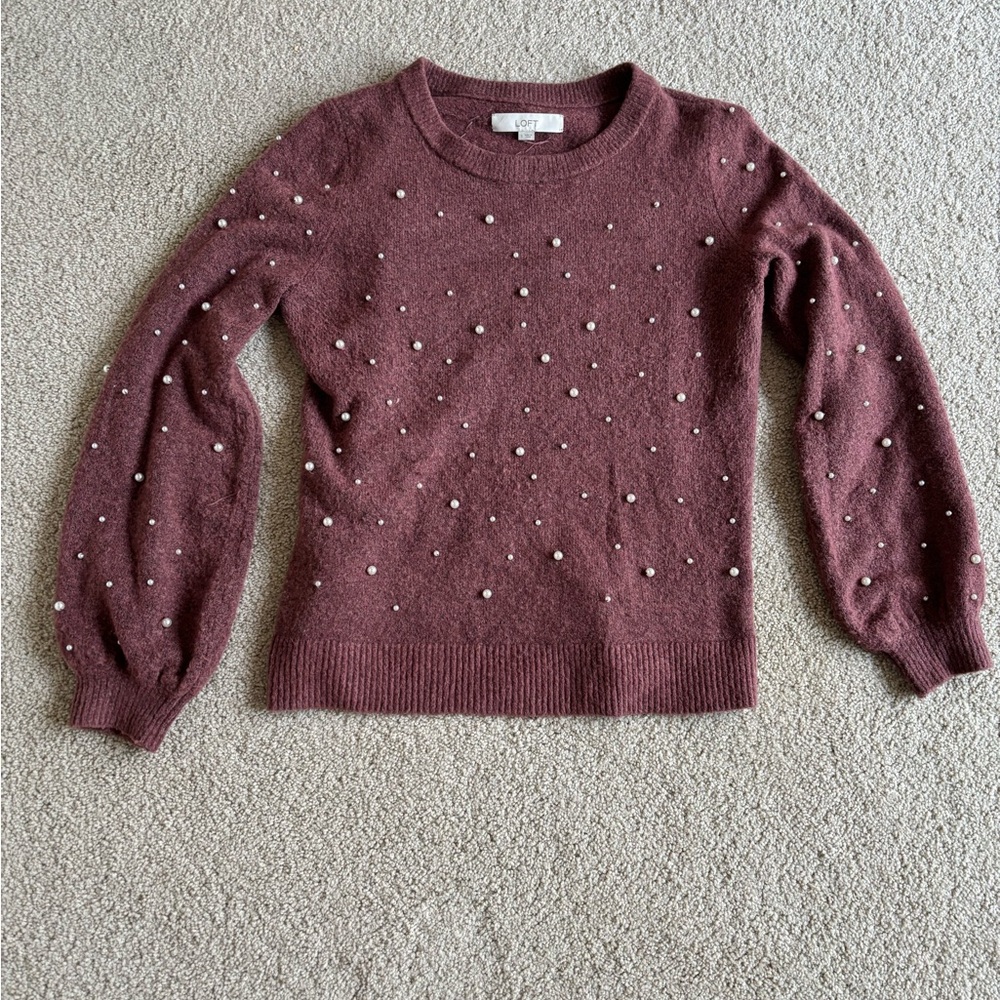 LOFT Pearl Embellished Sweater